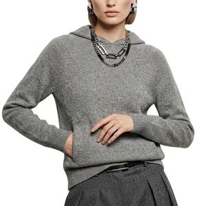 Aritzia The Group Babaton pure cashmere grey kangaroo hoodie sweater S